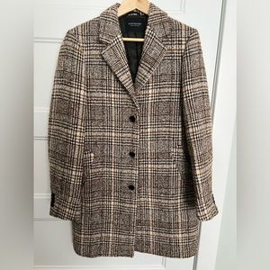 Scotch & Soda Men's Gray Single Breasted Herringbone Overcoat